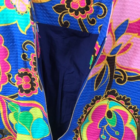 Lilly Pulitzer 100% Cotton Dress Bright Print Sleeveless Zipper Sheath Lined 2 - Picture 7 of 15
